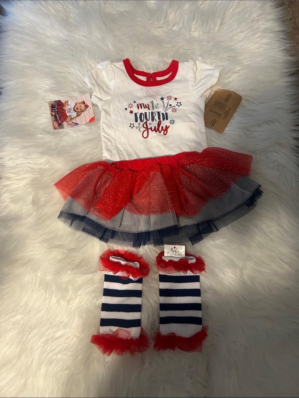 NWT 3 piece “My 1st Fourth of July “ Baby Tutu Set size 3 months